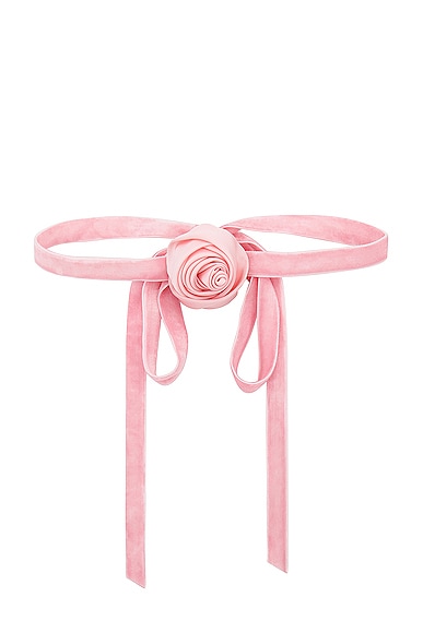 Shop Lele Sadoughi Silk Rosette Ribbon Choker Necklace In Dusty Rose
