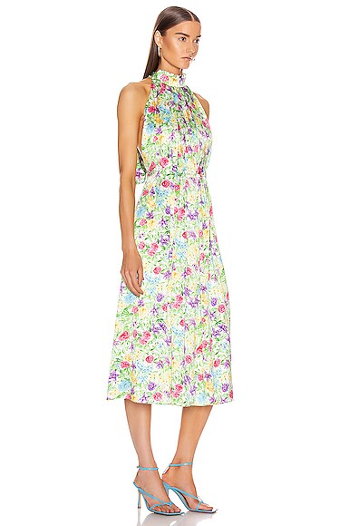 LES RÊVERIES PLEATED PUSSY BOW MAXI DRESS,LSRV-WD25