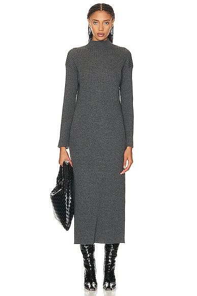 Loulou Studio Altra Turtleneck Wool Blend Maxi Dress In Grey