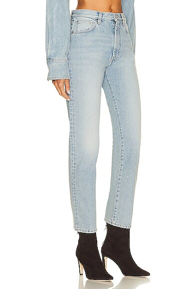Shop Loulou Studio Wular Straight Denim Pant In Washed Light Blue