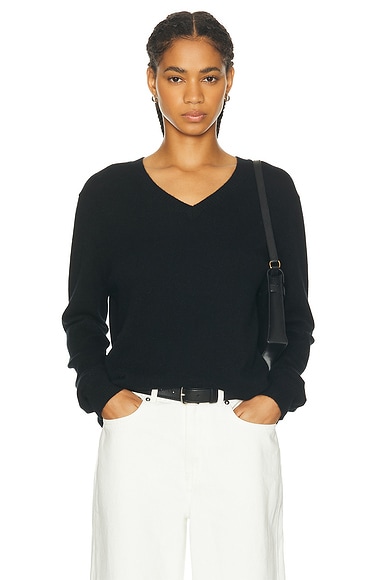 James Perse Off Shoulder Cashmere Sweater in Black FWRD