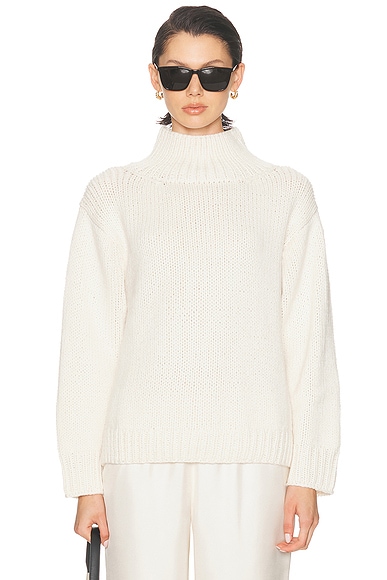 Loulou de Saison Cashmere Ryle Turtleneck Sweater in Ivory
