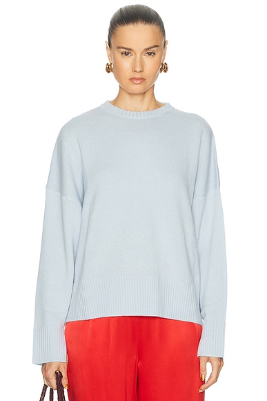 Loulou de Saison Anton Long Sleeve Crewneck Sweater in Light Blue