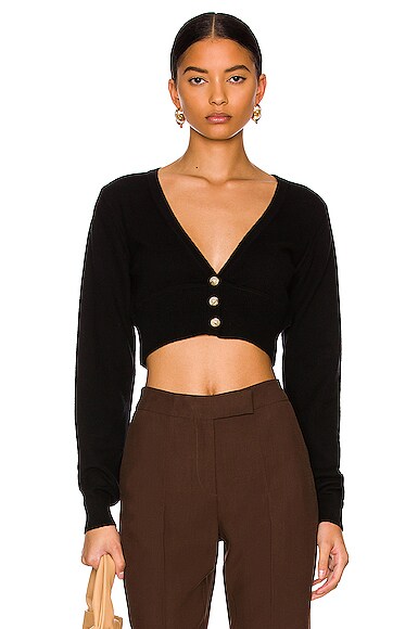Loulou Studio Batiki Cropped Cardigan in Black | FWRD