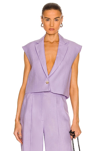 Loulou Studio Tybee Cropped Vest in Lavender