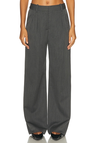Loulou de Saison Tara Straight Leg Trouser in Grey Melange