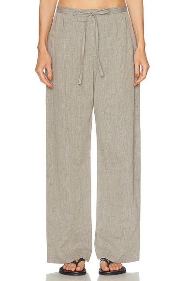 Loulou de Saison Clark Loose Fit Elastic Waist Pant in Grey Melange