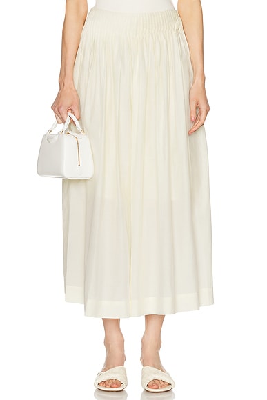 Loulou Studio Artemis Long Skirt With Gathers in Ivory