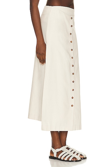 Shop Loulou Studio Atri Long Buttoned Skirt In Rice Ivory