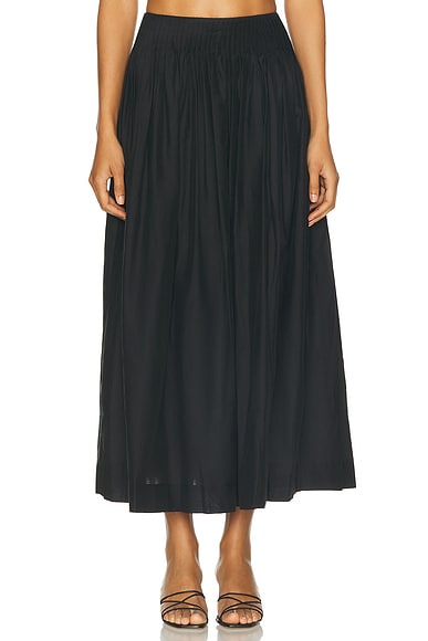 Loulou Studio Artemis Long Skirt With Gathers in Black