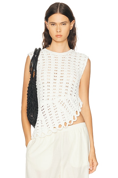 Loulou de Saison Saez Asymmetric Sleeveless Top in Ivory