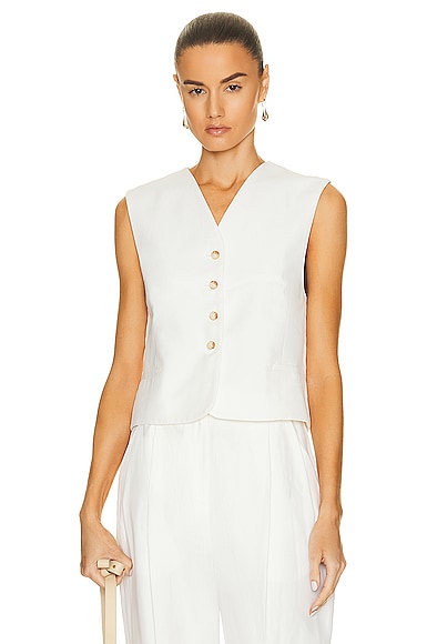 Loulou Studio Arup Vest in Ivory
