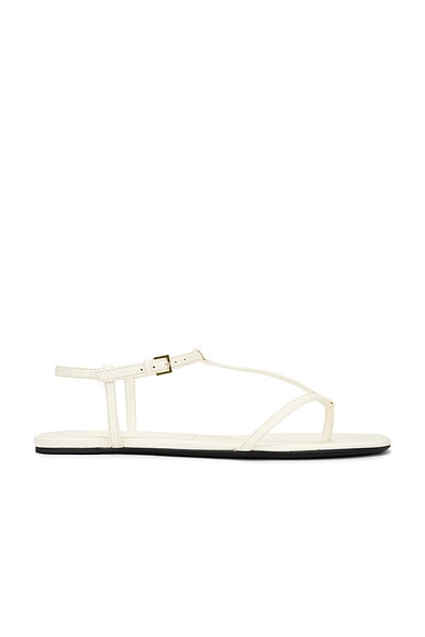 The Row Constance Leather Flat Sandals in Mocha | FWRD