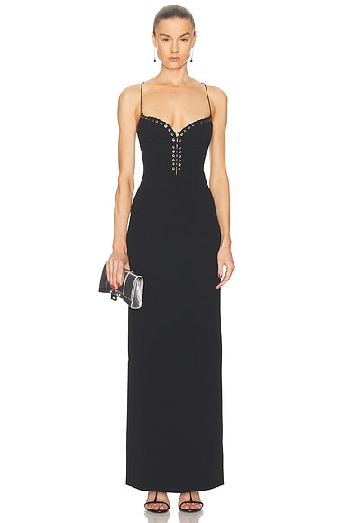 Ludovic de Saint Sernin Cleavage Long Dress in Black