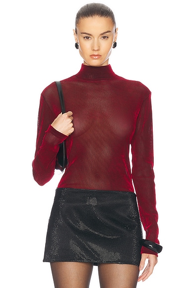 Ludovic de Saint Sernin Mock Neck Top in Red