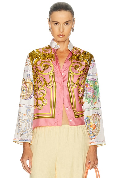 LilyEve Silk Blouse in Pink & Gold