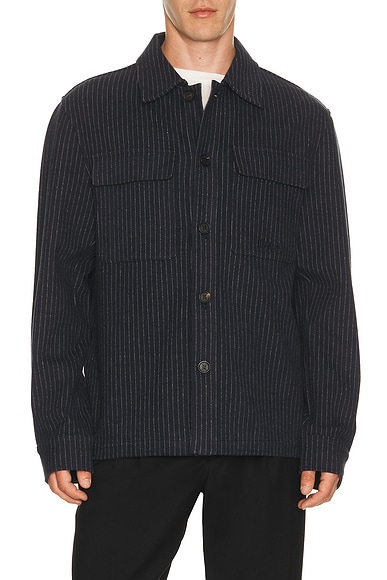 Mackage Porter Overshirt in Navy & Cream