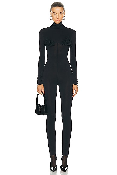 Shop Magda Butrym Long Sleeve Jumpsuit In Black