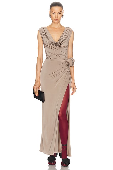 Magda Butrym Cowl Neck Long Dress in Beige