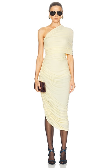 Magda Butrym One Shoulder Midi Dress in Yellow