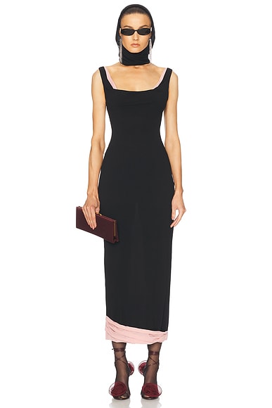 Magda Butrym Square Neck Midi Dress in Black