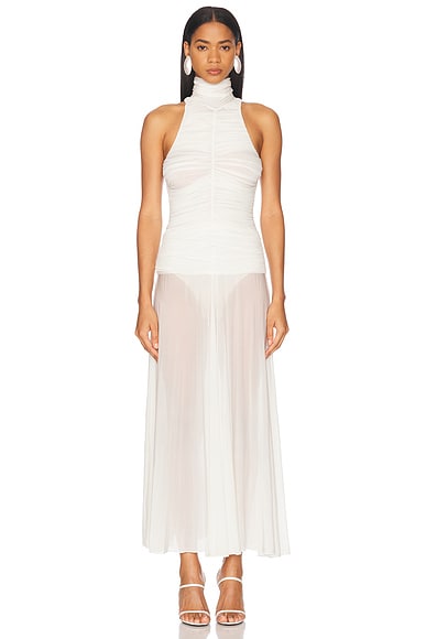 Magda Butrym High Neck Long Dress in White