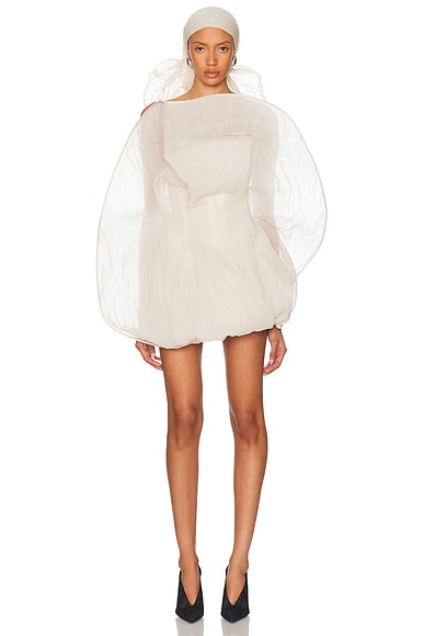 Magda Butrym Sculptural Mini Dress in Beige