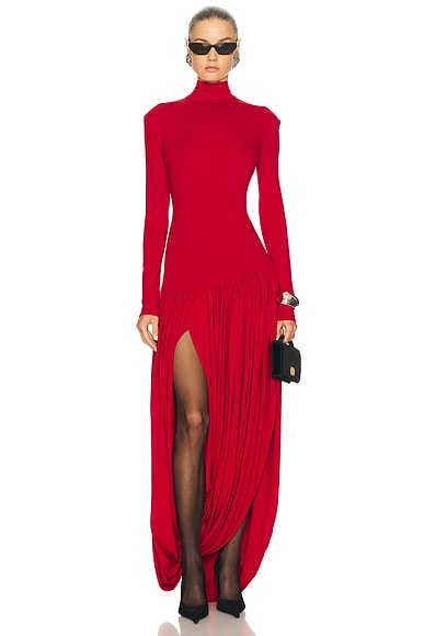 Magda Butrym Long Sleeve Dress in Red