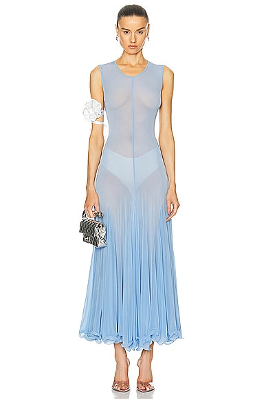 Shop Magda Butrym Short Sleeve Midi Dress In Blue