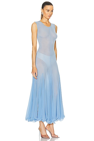 Shop Magda Butrym Short Sleeve Midi Dress In Blue