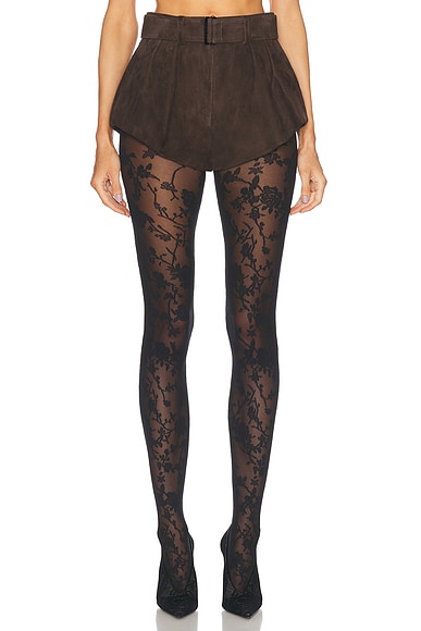 Magda Butrym Flared Suede Short in Brown