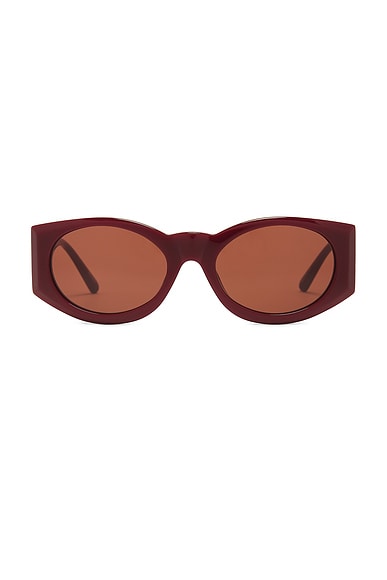 Magda Butrym Round Sunglasses in Burgundy & Silver