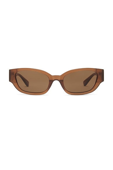 Magda Butrym Cat Eye Sunglasses in Brown, Silver, & Brown