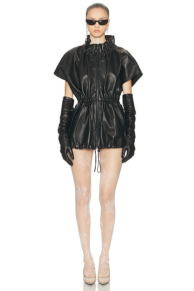  × MAGDA BUTRYM サイズ40 Magda Butrym Short Sleeve Leather Jacket in Black | FWRD