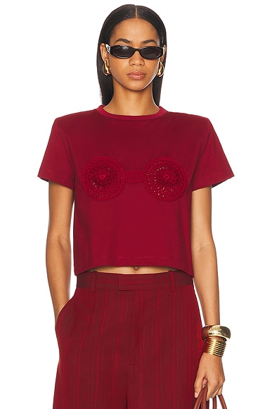 Magda Butrym Crochet Bra T Shirt in Bordeaux