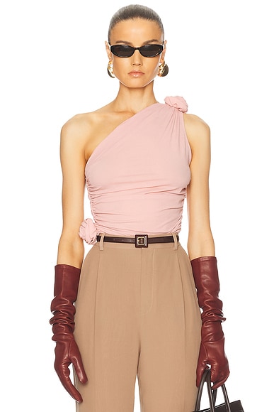 Magda Butrym One Shoulder Top in Pink