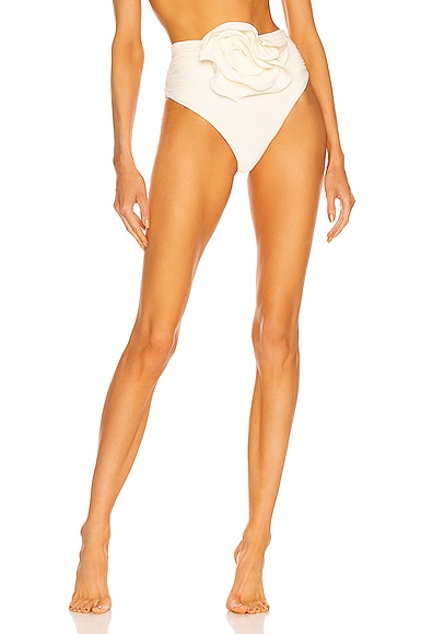 Magda Butrym Floral Bikini Bottom in Cream