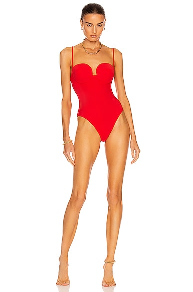 Magda Butrym Bustier Swimsuit in Red