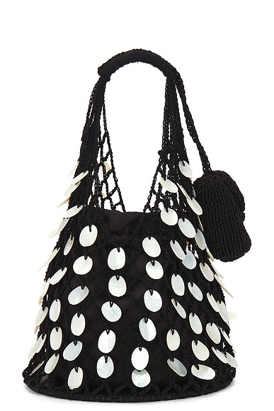 Small Devana Bag With Black Pearls in Black
