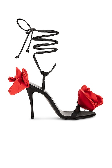 Magda Butrym Flower Sandal in Black & Red