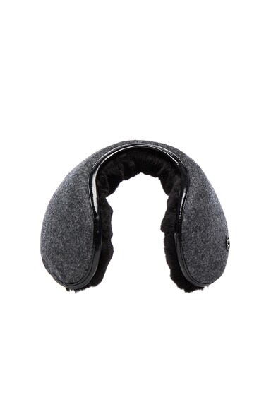 Maison Michel Nora Rabbit Fur Lined Earmuffs in Black | FWRD