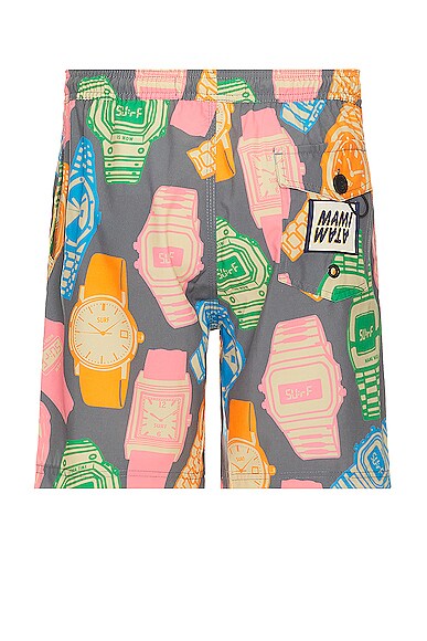 Shop Mami Wata Candy Watch Surf Trunk In Multicolour