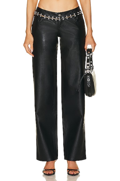 Miaou Black Marco Faux-leather Trousers In Black Leather