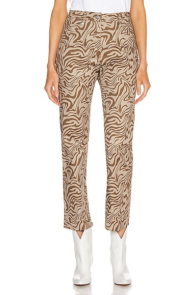 Miaou Zip Fly Junior Pant in Tan Zebra 