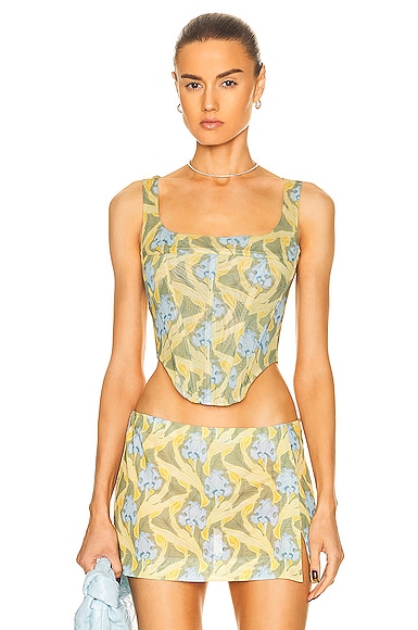 Miaou Campbell Corset Top in Yellow
