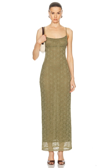 Miaou Green Thais Maxi Dress In Hunter