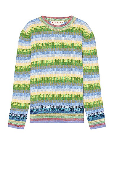 Marni Striped Intarsia Virgin Wool Sweater In Lake