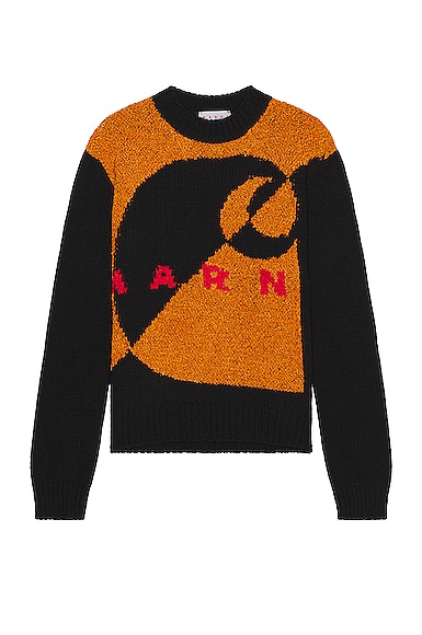 Marni X Carhartt Roundneck Sweater In Black in Black,Burnt Orange