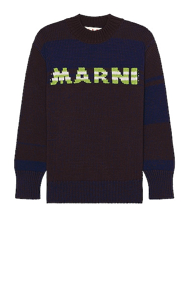 Shop Marni Roundneck Sweater In Coffee