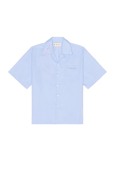 Marni: Navy Embroidered Bowling Shirt